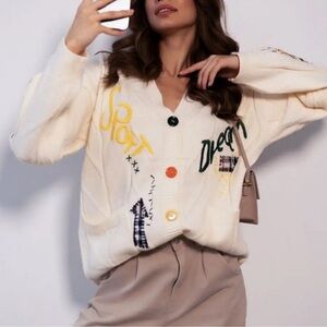 Women's Cream Cardigan Sweater